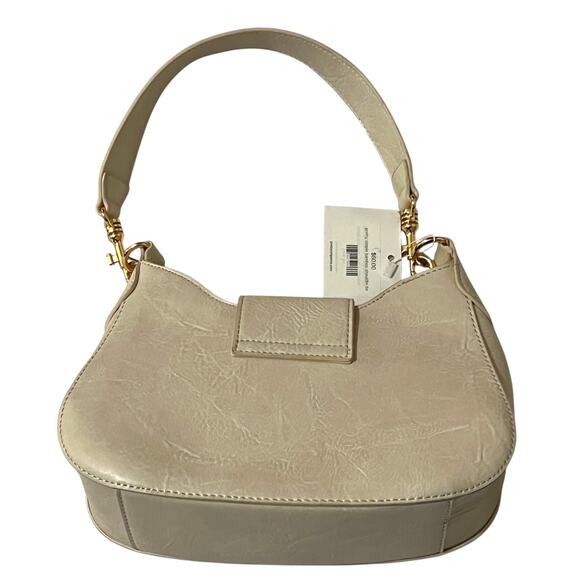 Pretty Simple Cream Vegan Leather Bamboo Shoulder Bag - Picture 11 of 14